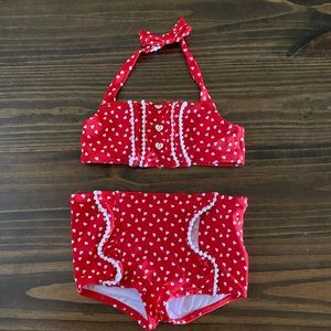 Janie and Jack Heart 2-Piece Retro Girls Swimsuit size 2T